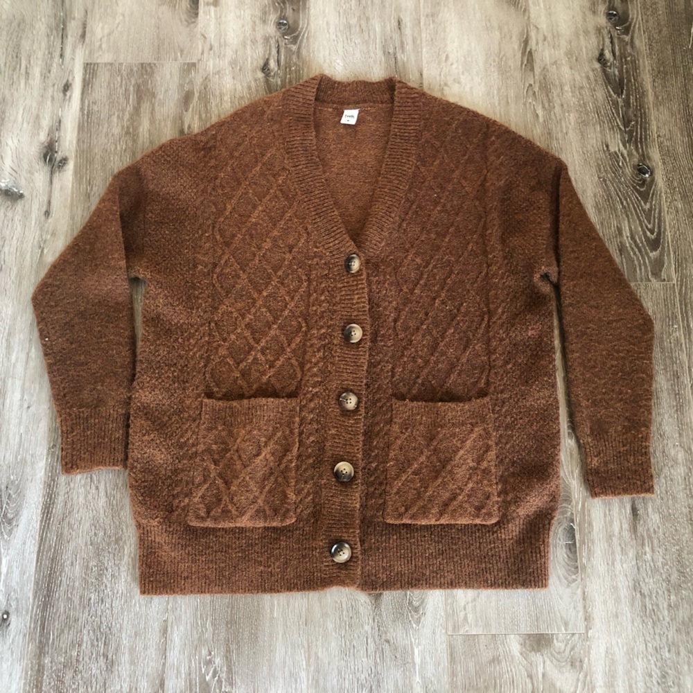 Twik Par Simons Warm Brown Knit Cardigan - Picture 9 of 9